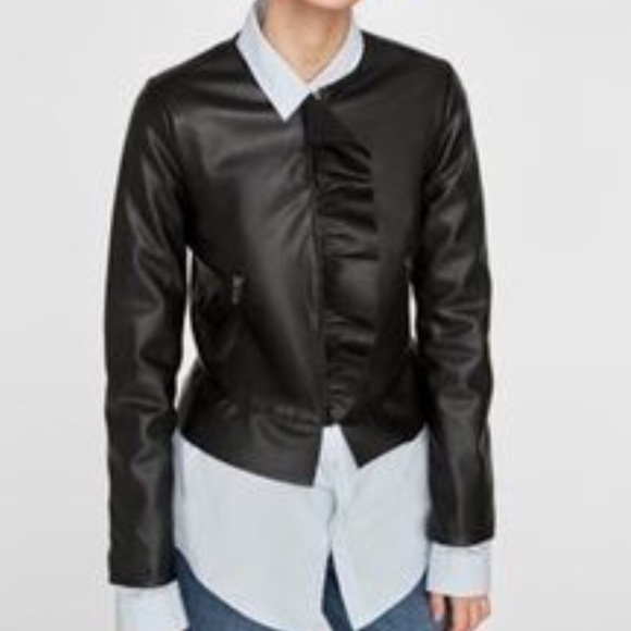 frill leather jacket zara
